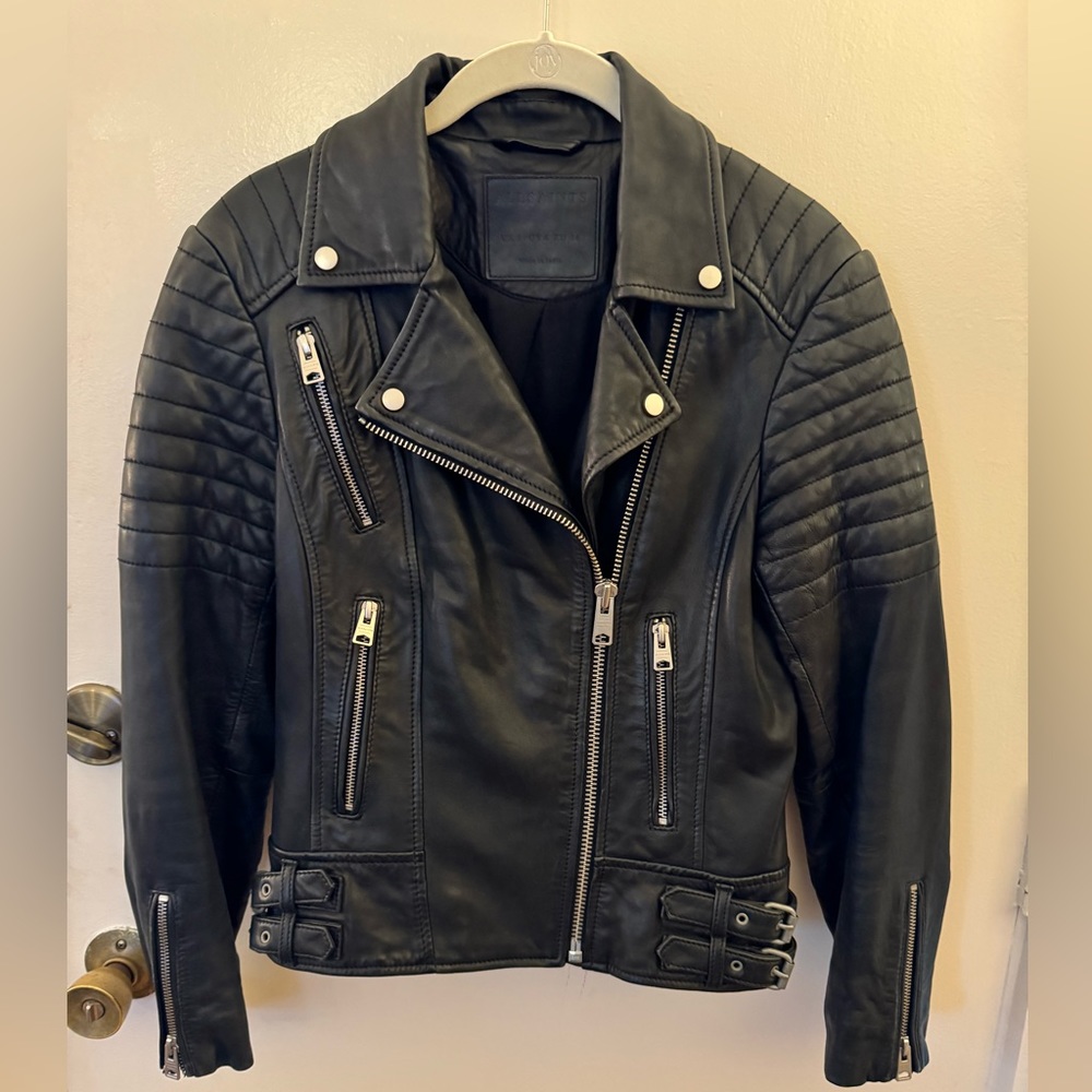 All Saints Leather Biker Jacket. Size 4